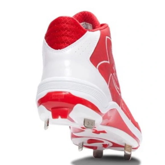 Under Armour UA Ignite Mid ST CC Metal Baseball Cleats Red White Men Sz 13 NIB